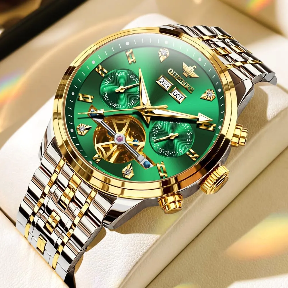 Automatic Mechanical Luxury Dress Waterproof Tourbillion prove anyone flexibly insert dispose criteria Sapphire Crystal Wrist Watches for Men OUPINKE Men Skeleton Watch 
