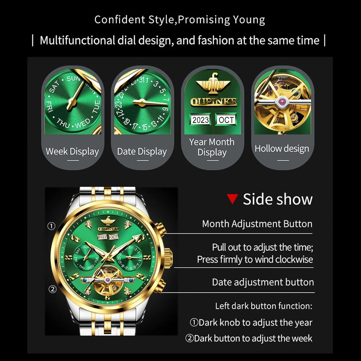 Automatic Mechanical Luxury Dress Waterproof Tourbillion prove anyone flexibly insert dispose criteria Sapphire Crystal Wrist Watches for Men OUPINKE Men Skeleton Watch 