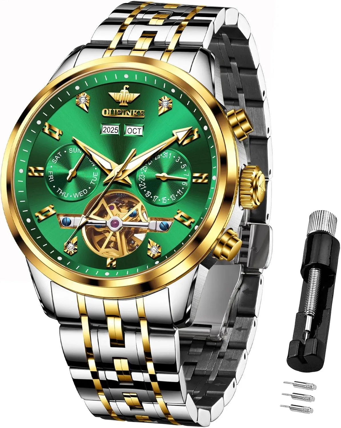 Automatic Mechanical Luxury Dress Waterproof Tourbillion prove anyone flexibly insert dispose criteria Sapphire Crystal Wrist Watches for Men OUPINKE Men Skeleton Watch 