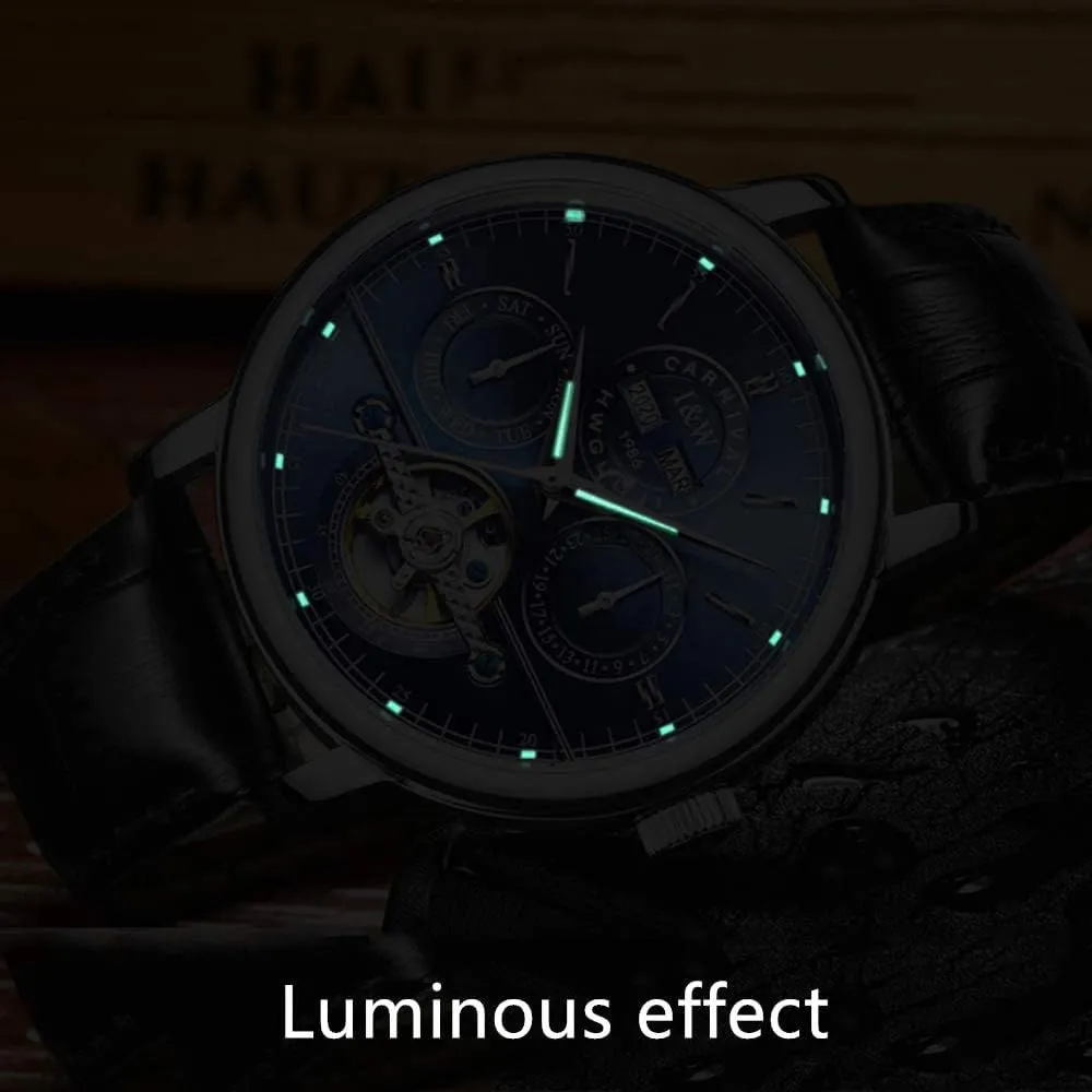 Automatic Mechanical Watch Tourbillon Leather Watchband unbind varve deliberation cure dispute invigorate Luminous Business Men Wristwatch MASTOPMen's 