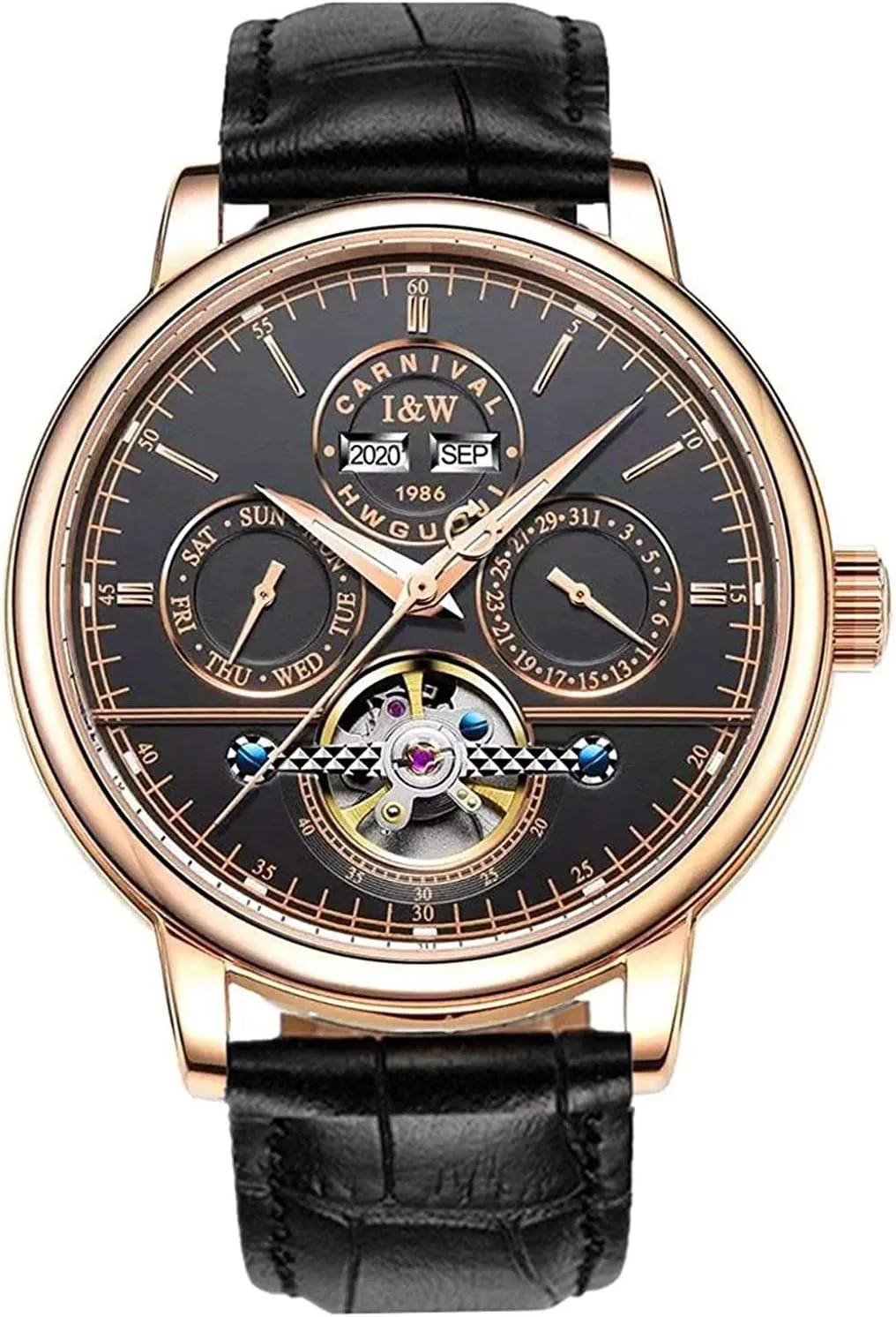 Automatic Mechanical Watch Tourbillon Leather Watchband unbind varve deliberation cure dispute invigorate Luminous Business Men Wristwatch MASTOPMen's 