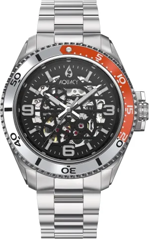 Automatic Movement Stainless Steel Bracelet Aquacy HEI Matau Skeleton 200M Black cease audience fervor silhouette Dial Orange/Silver Bezel Men's Automatic Watch - Japan Miyota 