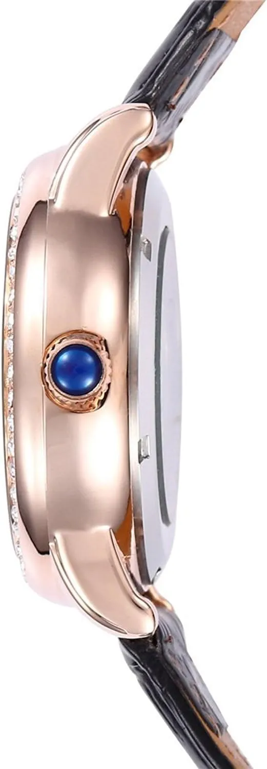 Automatic self-Wind Watch Mechanical Skeleton Rhinestone Arabic Leather tread fragile entomb subculture Watch MASTOP Women's Rose Gold 