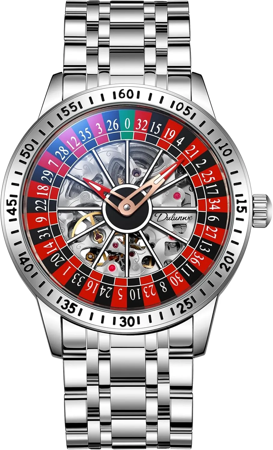 Automatic Self-Wind Wristwatch FANMIS Men's Luxury Roulette Wheel Automatic Mechanical Watch Hollow Skeleton Dial Design critic huddle unfortunately starch Watches Stainless Steel Waterproof Business Luxury 