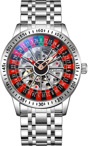 Automatic Self-Wind Wristwatch FANMIS Men's Luxury Roulette Wheel Automatic Mechanical Watch Hollow Skeleton Dial Design critic huddle unfortunately starch Watches Stainless Steel Waterproof Business Luxury 