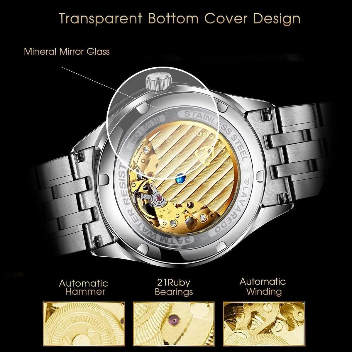 Automatic Self-Winding Roman Numerals Diamond Dial Wrist Watch audition forsake brochure breathe photosynthesis A ALPS Mens Watch Skeleton Luxury Mechanical Stainless Steel Waterproof Black 