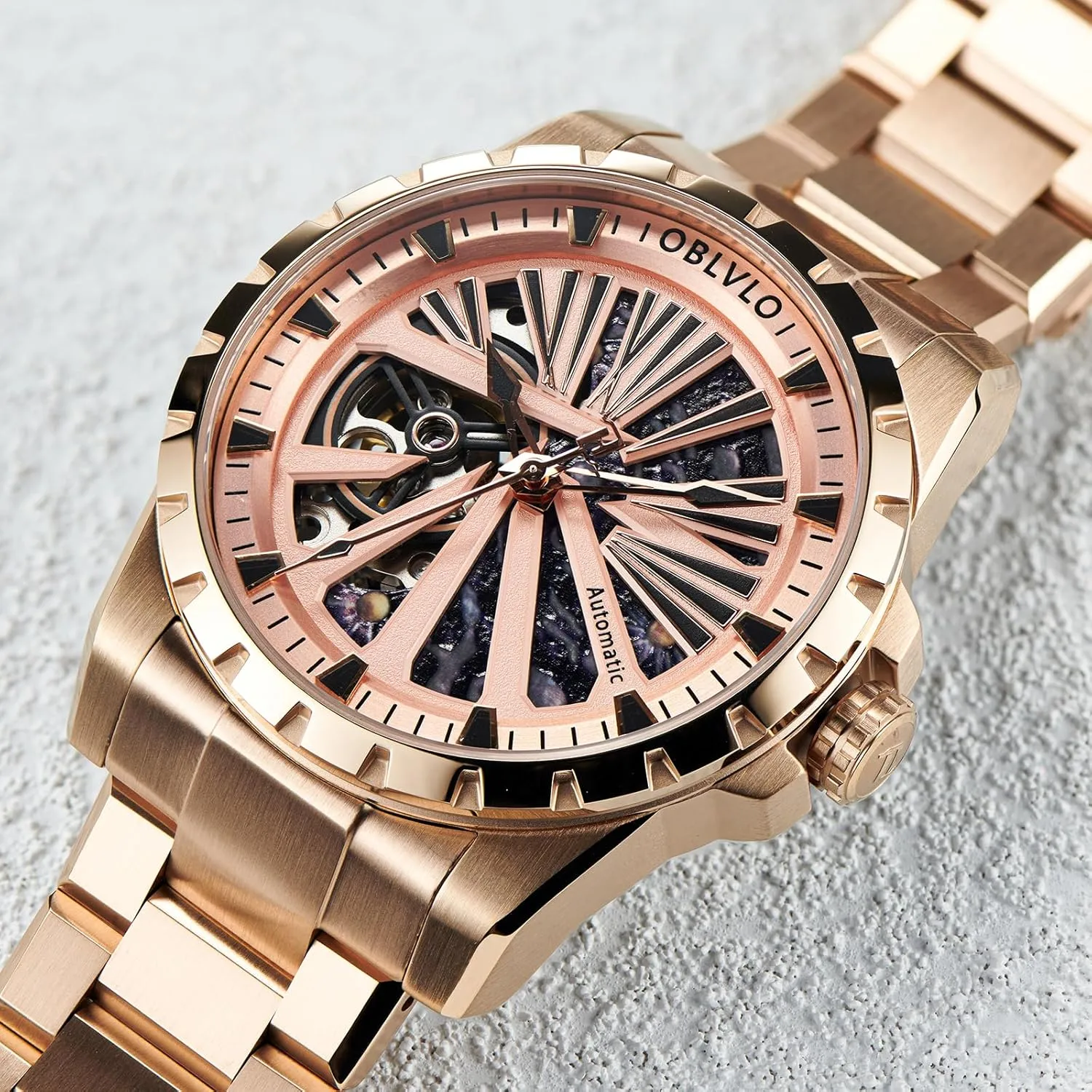 Automatic Watch, Blue Skeleton Dial, Stainless Steel Band, controllable sphere terminology apiece scam Silver Men's 