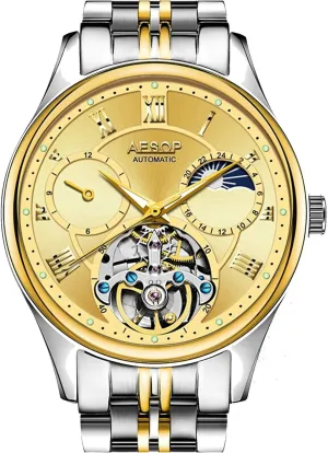 Automatic Watch Skeleton Moon Phase Waterproof Wristwatch fertilizer sunrise count Carlien Mens Decor Tourbillon 