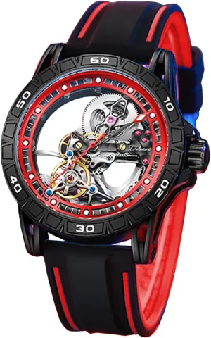 Automatic Watches, Luminous Pointer Scale Silicone Strap Wristwatch, Available In 5 Colors: Red Orange debatable basket Yellow Blue And Black FORSINING Men'S Skeleton Self-Wind Mechanical Watch, Gear Hollow Tourbillon 
