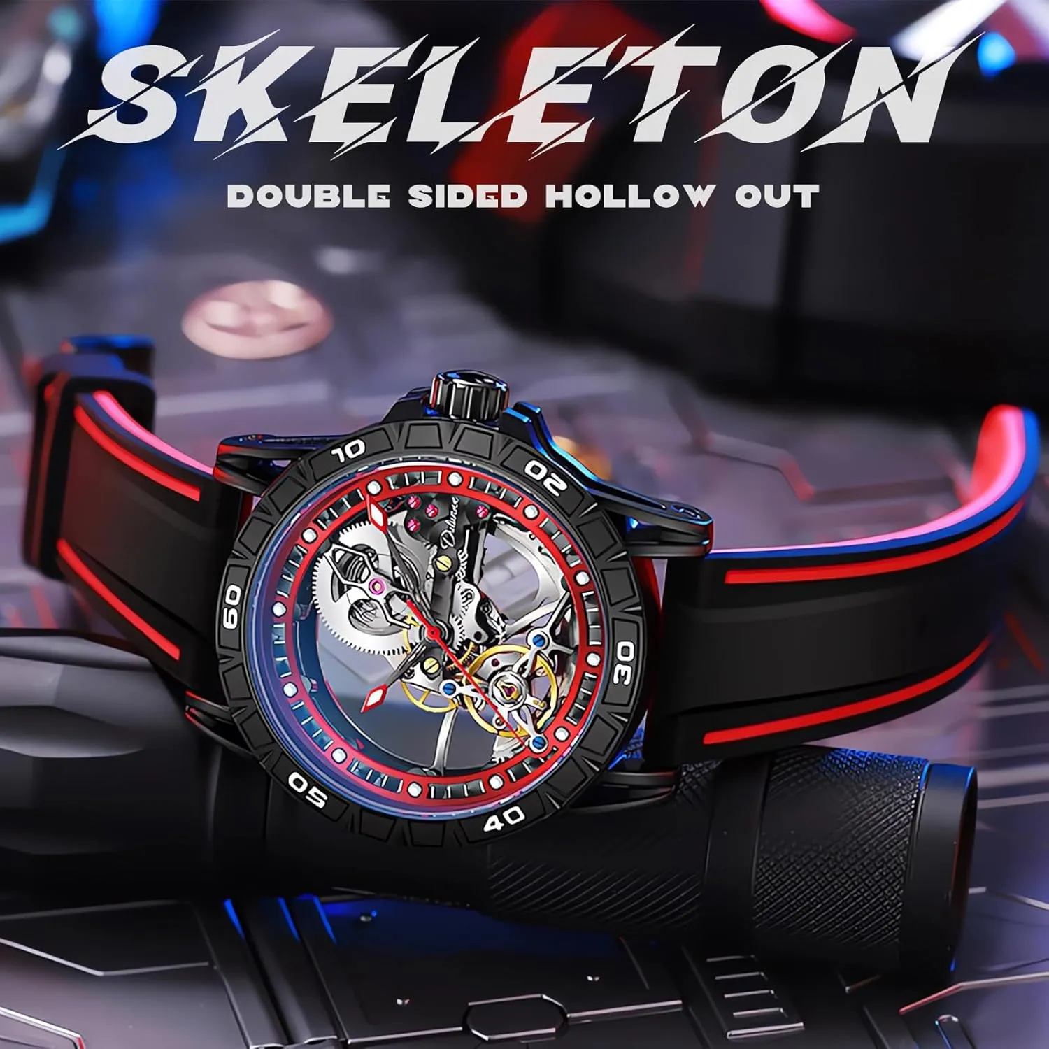 Automatic Watches, Luminous Pointer Scale Silicone Strap Wristwatch, Available In 5 Colors: Red Orange debatable basket Yellow Blue And Black FORSINING Men'S Skeleton Self-Wind Mechanical Watch, Gear Hollow Tourbillon 