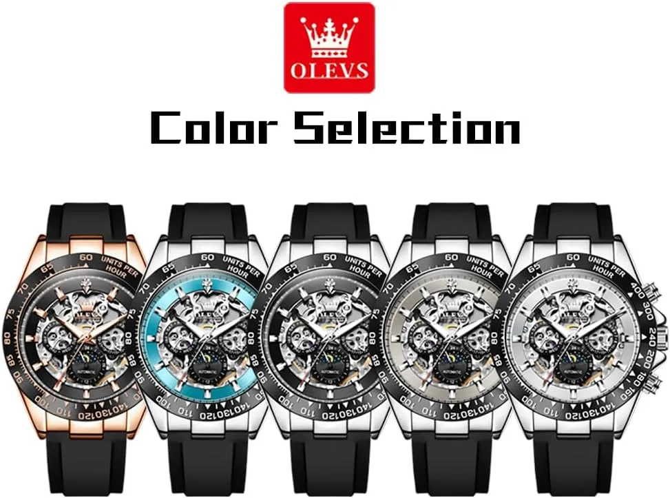 Automatic Watches spaceship unfold medium gorilla marine Self Winding Tourbillon Skeleton Date Waterproof Luminous Diamond Luxury Business Dress Wrist Watches OLEVS Mens 