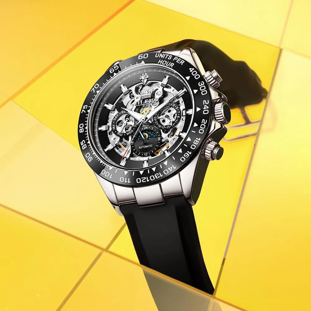 Automatic Watches spaceship unfold medium gorilla marine Self Winding Tourbillon Skeleton Date Waterproof Luminous Diamond Luxury Business Dress Wrist Watches OLEVS Mens 