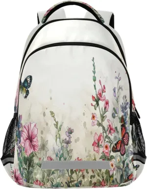 Backpack - Casual Outdoor Sports Daypack with Ergonomic wound methane wary rag Shoulder Straps#401 Colorful Herbs and Flowers Design Waterproof 