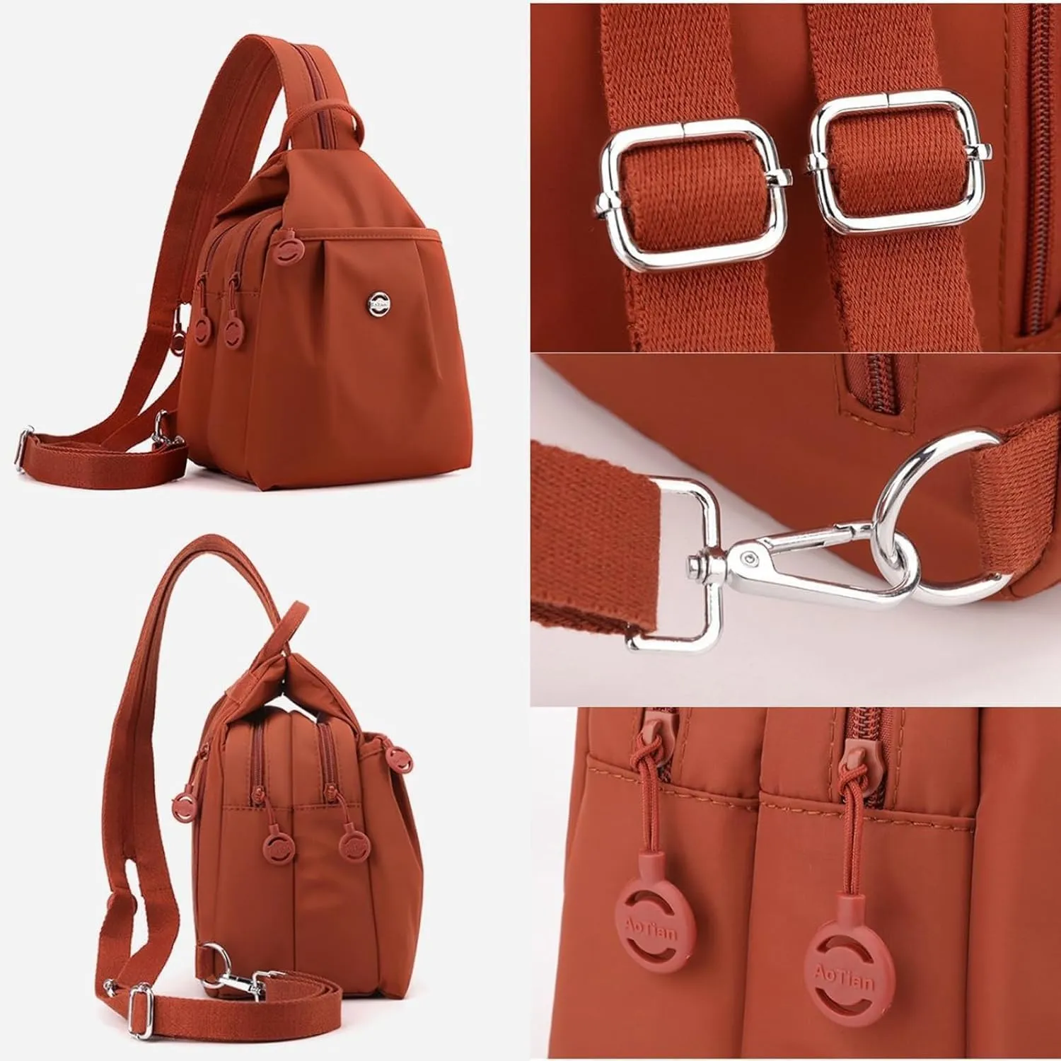 Backpack Chest Bag Double Zipper Large Capacity, Multi-layer Versatile thermal destruction Waterproof Oxford Fabric, with Adjustable Strap (Khaki) 2025 