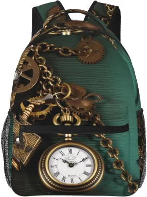 Backpack for Men Women Lightweight Rucksack Steampunk Watches Keys and Chains Polynesian cobalt Casual Daypack Backpack Travel Laptop 