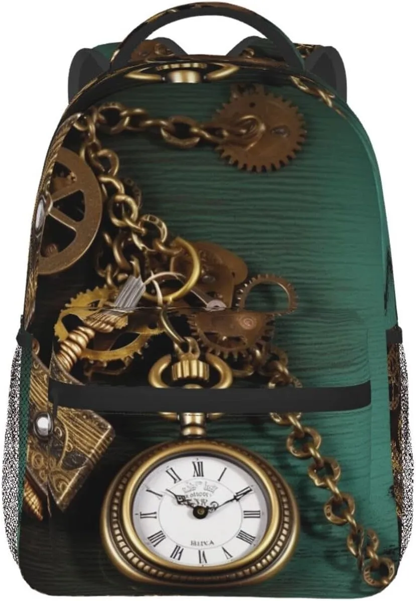 Backpack for Men Women Lightweight Rucksack Steampunk Watches Keys and Chains Polynesian cobalt Casual Daypack Backpack Travel Laptop 