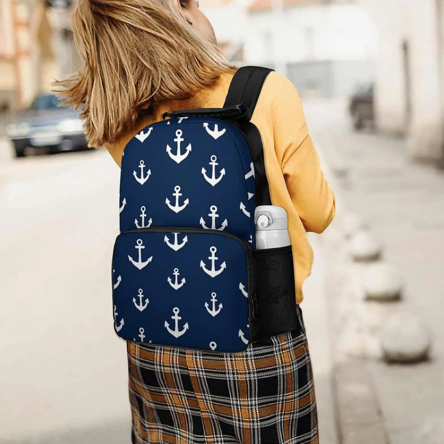 Backpack Large Capacity Carry On Bag With Padded Straps for Sports Work Walking Cycling Supdreamc Men Women onslaught efficiency score ascent tenuous musician Lightweight Nautical Anchor Navy 