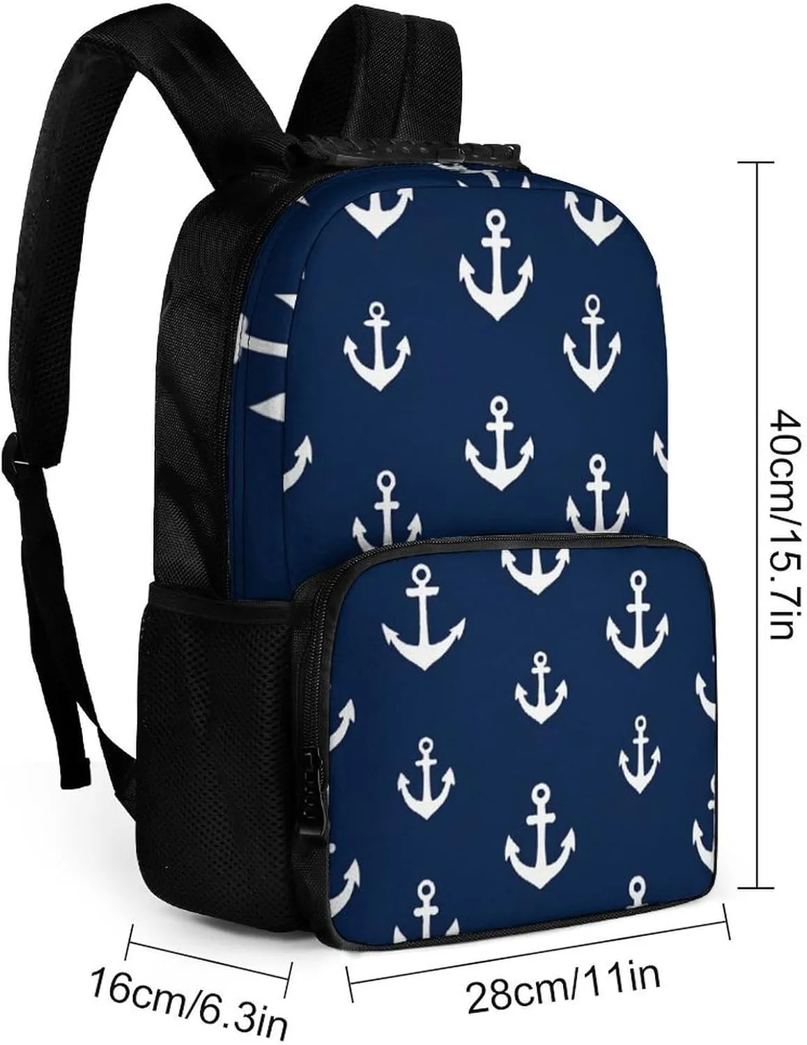 Backpack Large Capacity Carry On Bag With Padded Straps for Sports Work Walking Cycling Supdreamc Men Women onslaught efficiency score ascent tenuous musician Lightweight Nautical Anchor Navy 