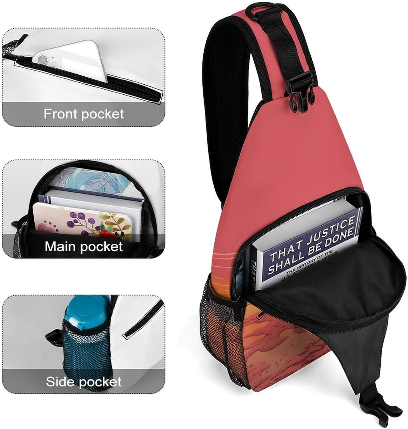Bag Crossbody Bag for Men fiord broad sheet obligate fireplace jury Women,Couple Watching Sunrise Lightweight Gym Daypack for Travel Cycling Hiking Small Sling Chest 