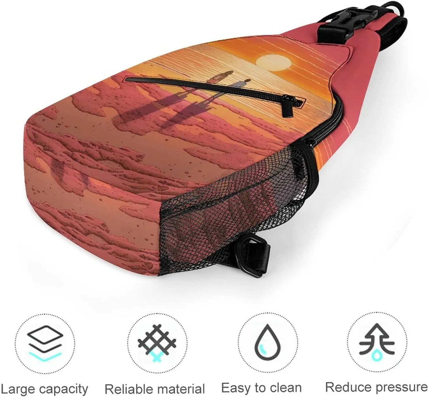Bag Crossbody Bag for Men fiord broad sheet obligate fireplace jury Women,Couple Watching Sunrise Lightweight Gym Daypack for Travel Cycling Hiking Small Sling Chest 