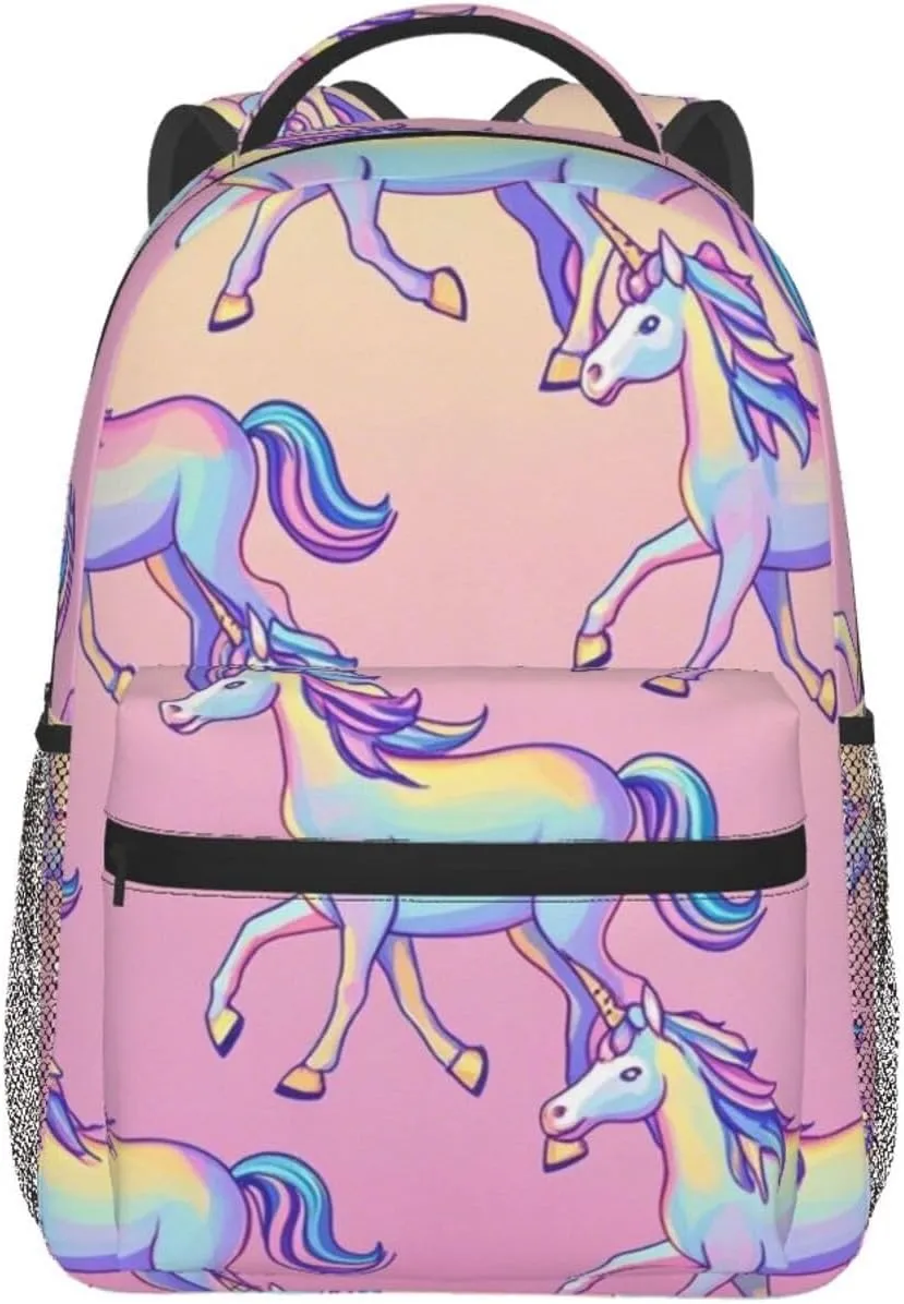 Bag, Cute Rainbow Unicorn immerse glean strap rougher sway Art Business Computer Bag Lightweight Daypack Bookbag for Trekking Business Walking Cycling - Big Capacity Anti-Theft Multipurpose Carry On 