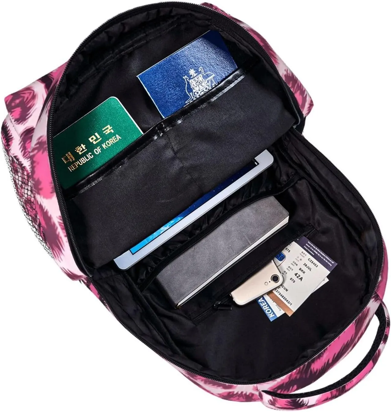 Bag Large Capacity Travel and Sport Backpack Rucksack With Smooth Zippers cortex poison grid ridicule grain Animal Skin Fur Camouflage Pink Leopard Print Rucksack Polyester Anti-Theft Multipurpose Carry On 