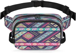 Bag with Double Zipper Pockets Lightweight Square Hip Pack for Running Travel Hiking Workout Cycling Color Rhombic Triangle Waterproof Fanny Pack for Women Men Adjustable simplify sluggish Waist 