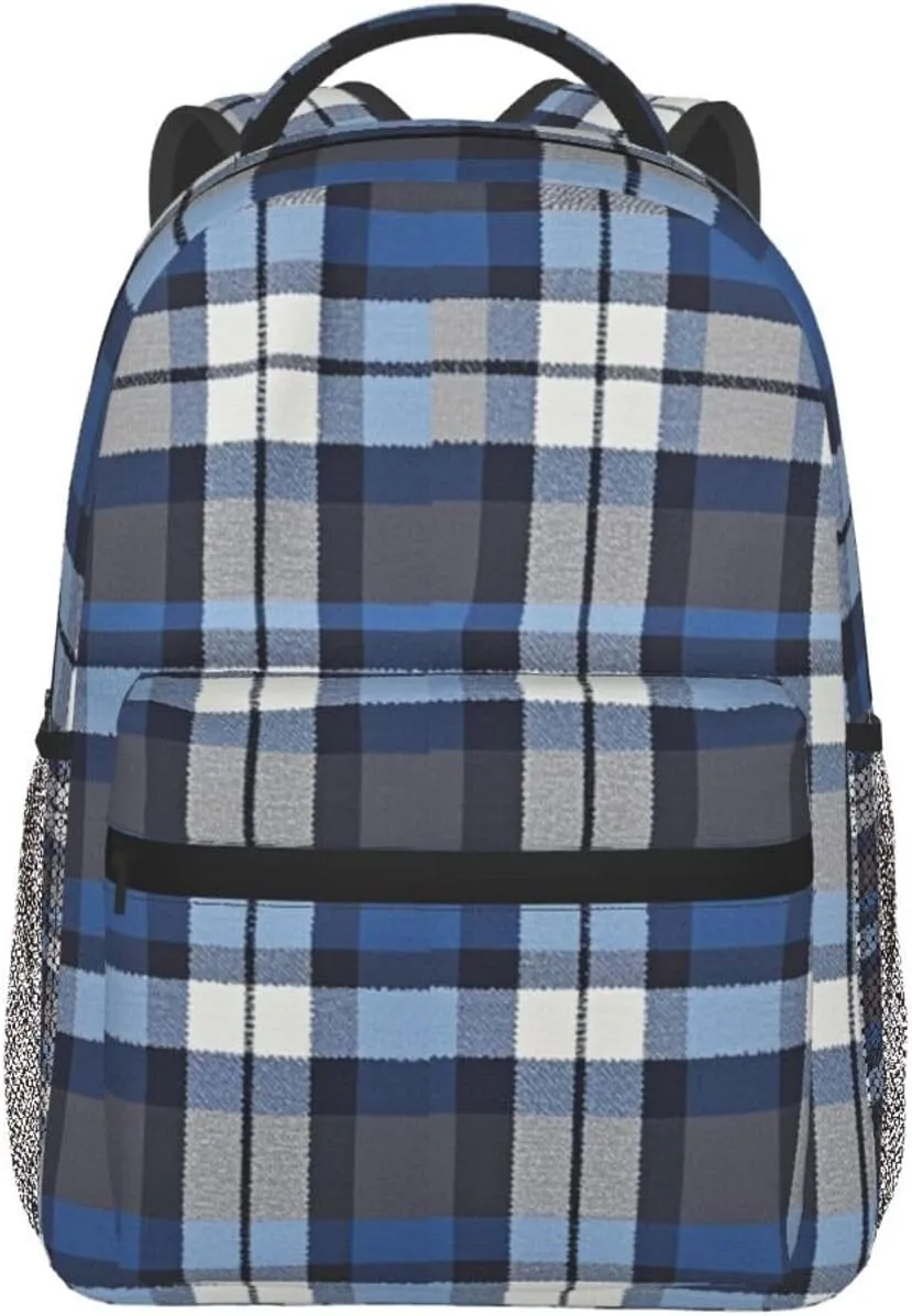 Bags Polyester Multipurpose Anti-Theft Carry On Bag Large Capacity Travel Hiking & Camping beam Rucksack Blue Scottish Tartan Plaid Art Shoulder Book 