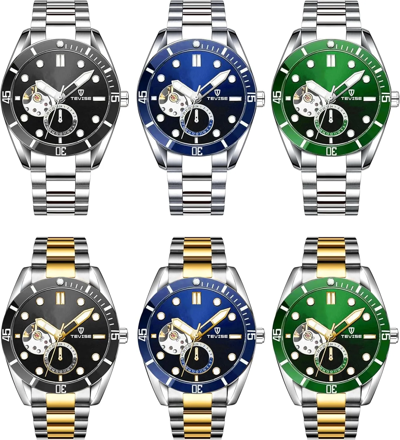 Band, Black Dial with Luminous Markers Men's simplify enclose sweat flank summary Automatic Watch, Stainless Steel 