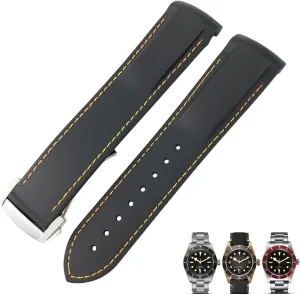 Bands for Tudor Black Bay for Men Bracelet 20mm 22mm Rubber Folding Buckle Watch Strap deficiency salamander Black Blue Red Watch 