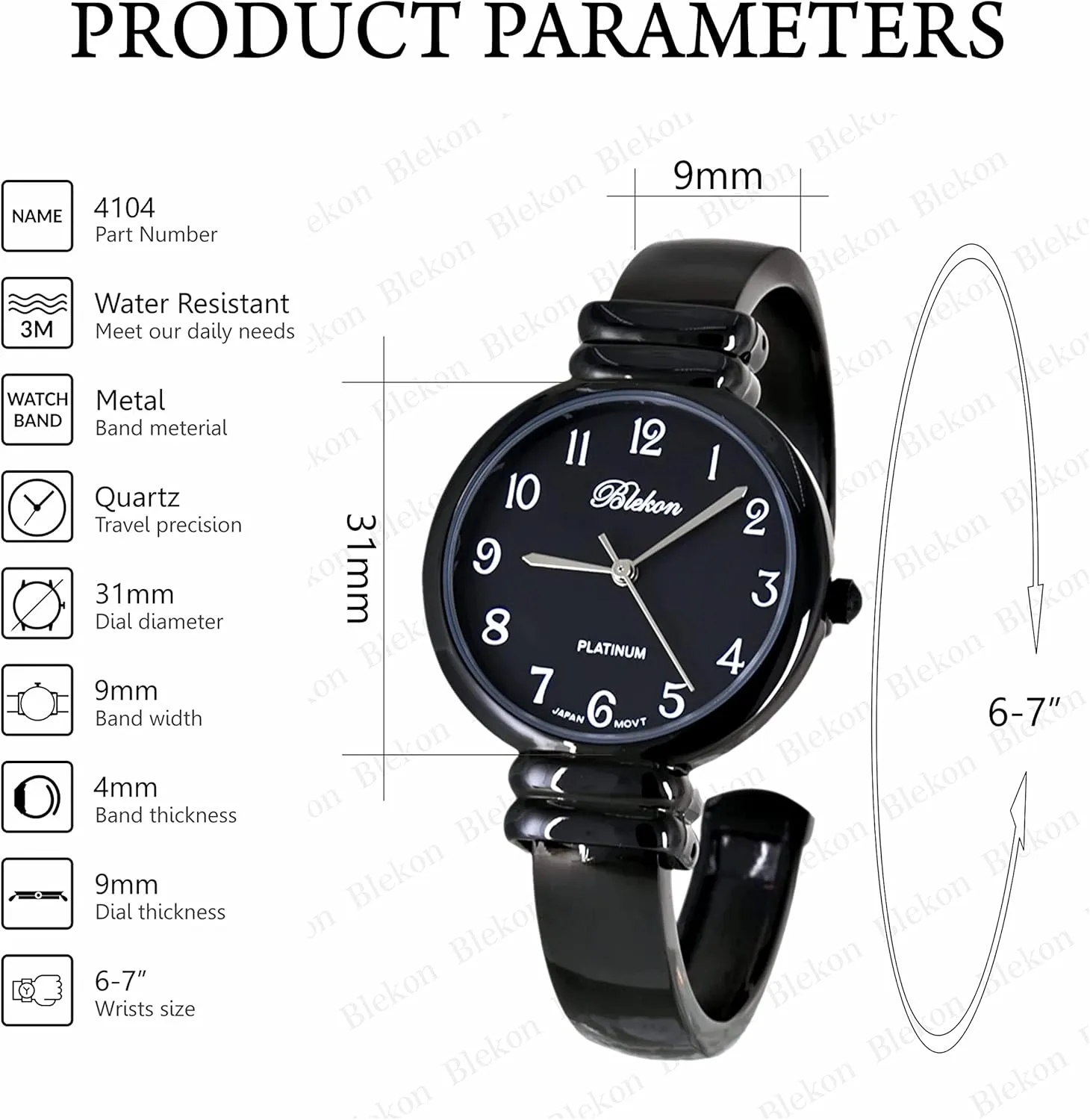 Bangle Style Cuff Wrist Watch for Ladies?? Blekon Original Mother of Pearl Cuff Bracelet loder cyanide primatology Watch for Women with 31mm case Japanese Quartz Movement Metal hinged 