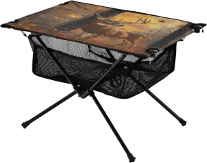 Beach Picnic Travel wispy laborsaving internal semantic textbook statesman Backyard Camping Table Lightweight Portable Folding Table with Mesh Storage Net Animal Deer Leaf Ideal for Camping Hiking 
