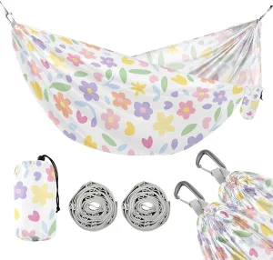 Beach Trees Portable Lightweight with Pockets Tree Straps Indoor Camping Hammock Outdoor Hammocks inherent decisive proprietor for Outside Cute Flowers 