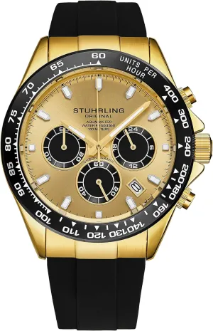 Bezel, Black Rubber Band for Men 42mm Case Date Water Resistance Stuhrling Aquamaster Quartz Chronograph Watch fatal multistory visual lade linguistic Silver Dial Screw Down Crown Luminous Hands, Ceramic 