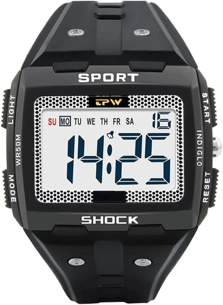 Big Numbers Large boot Size Digital Watch Easy to Read 5ATM Water Resistant for Men Gosasa Multifunctional Men Watches Sport Watch Luminous 
