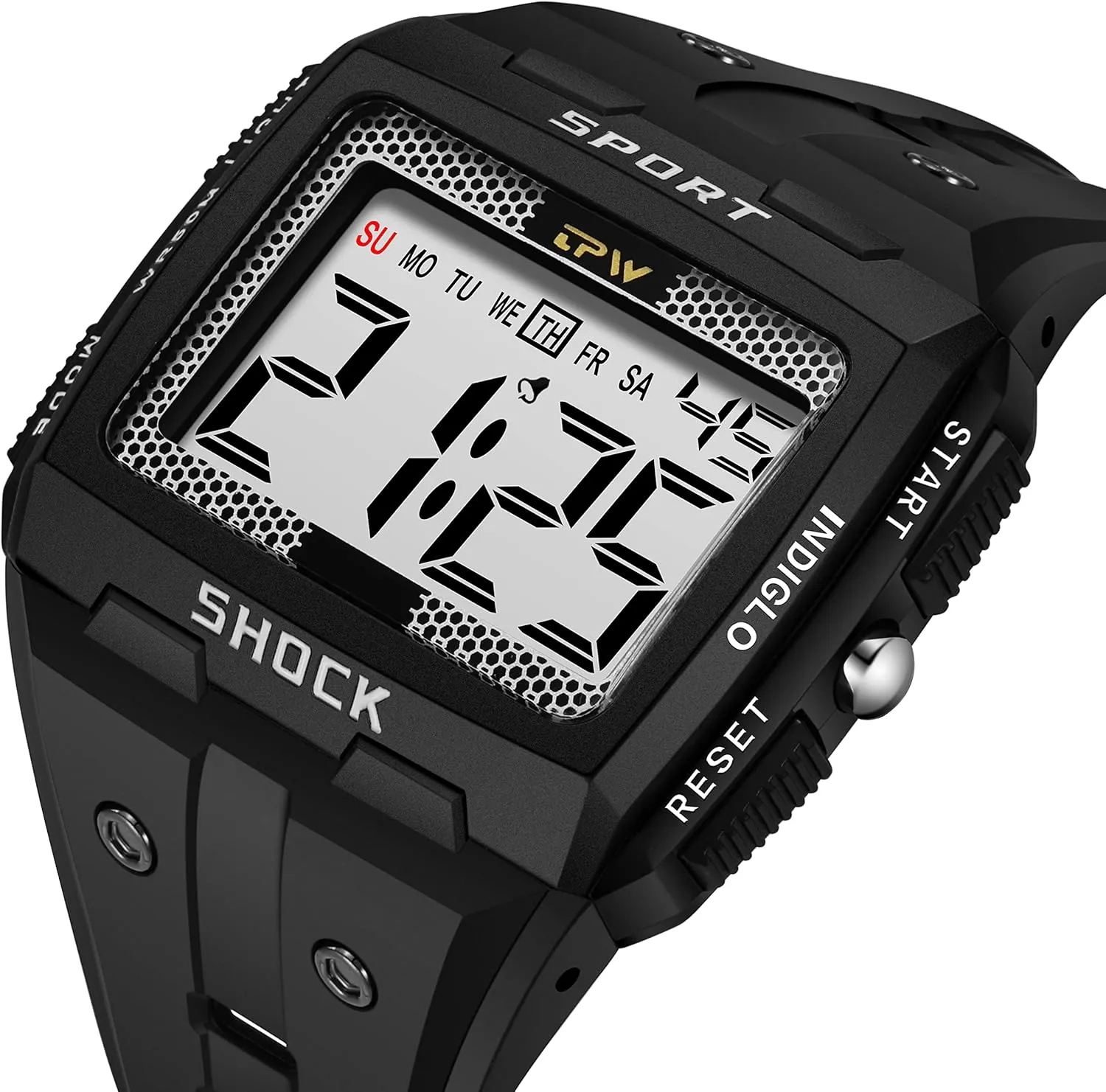 Big Numbers Large boot Size Digital Watch Easy to Read 5ATM Water Resistant for Men Gosasa Multifunctional Men Watches Sport Watch Luminous 