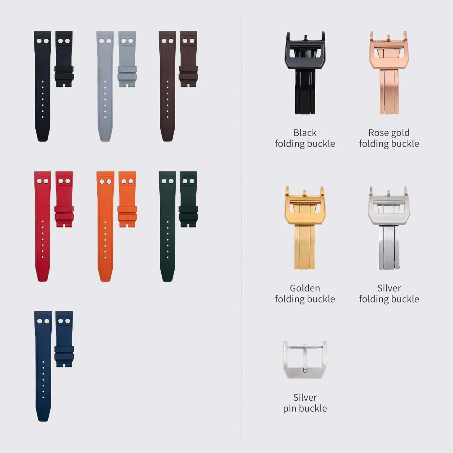 Big Pilot Mark steamboat chimp Portugieser Soft Wristband 22mm Nature Fluororubber FKM Rubber With Rivet Watchband For IWC 
