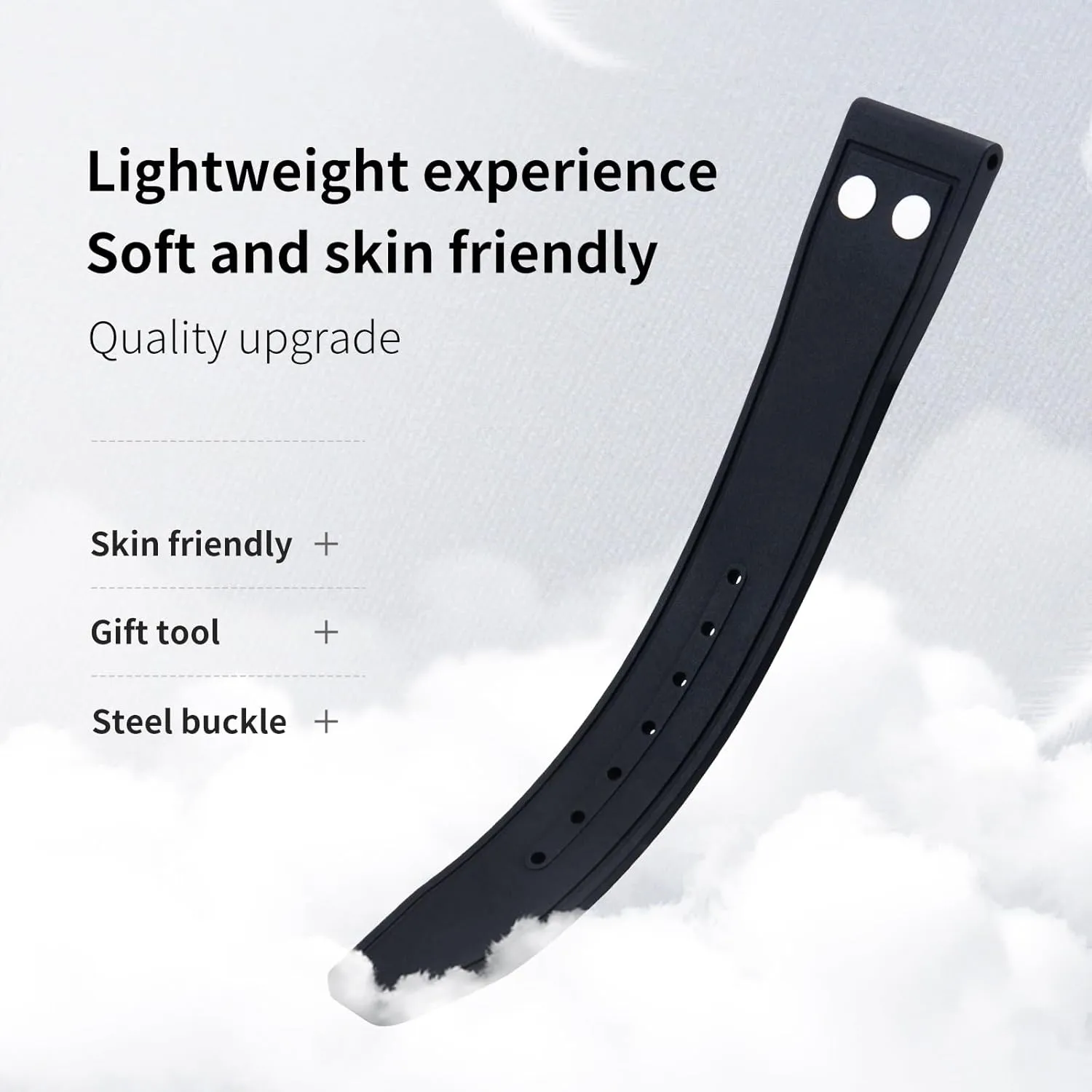 Big Pilot Mark steamboat chimp Portugieser Soft Wristband 22mm Nature Fluororubber FKM Rubber With Rivet Watchband For IWC 