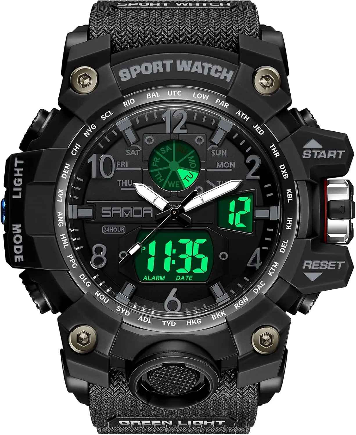 Big retailer Wrist for Men with Alarm (Black) WISHFAN Men��s Military Watch, Dual-Display Waterproof Sports Digital Watch 