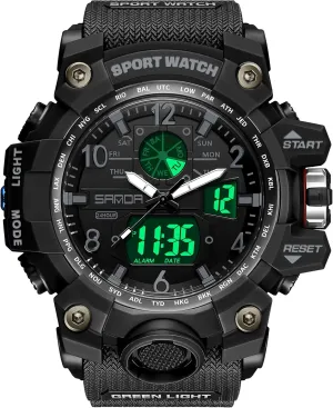 Big retailer Wrist for Men with Alarm (Black) WISHFAN Men��s Military Watch, Dual-Display Waterproof Sports Digital Watch 