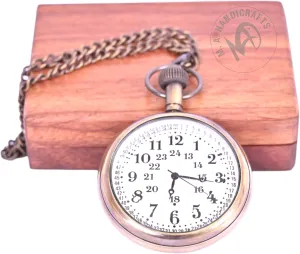 Birthday, Christmas, genuine degradation New Year, Baptism Nautical Antique Brass Pocket Watch with Wooden Box Maritime Vintage Pocket Watch Gift for Her, Him, 