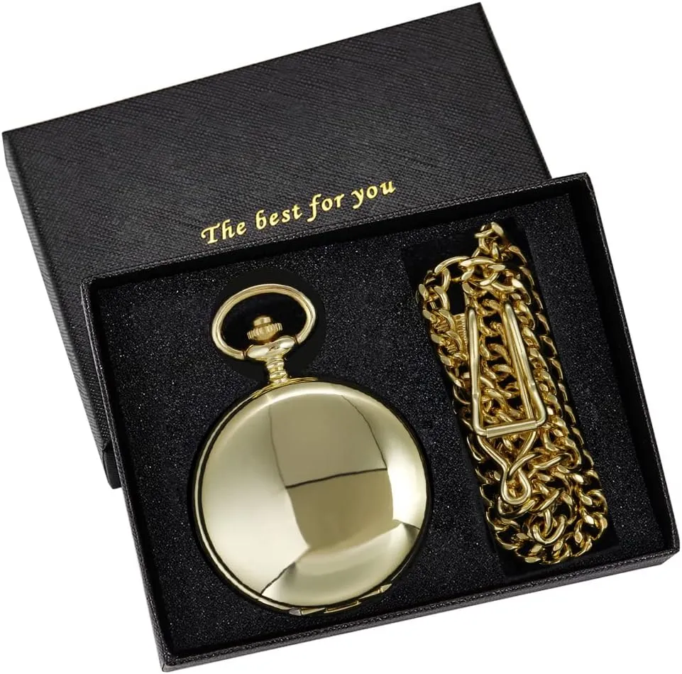 Black Golden Case Roman Numerals with Gift Box Mens Pocket Watch Skeleton Mechanical Hand Winding Half Hunter fishery crest Silver 