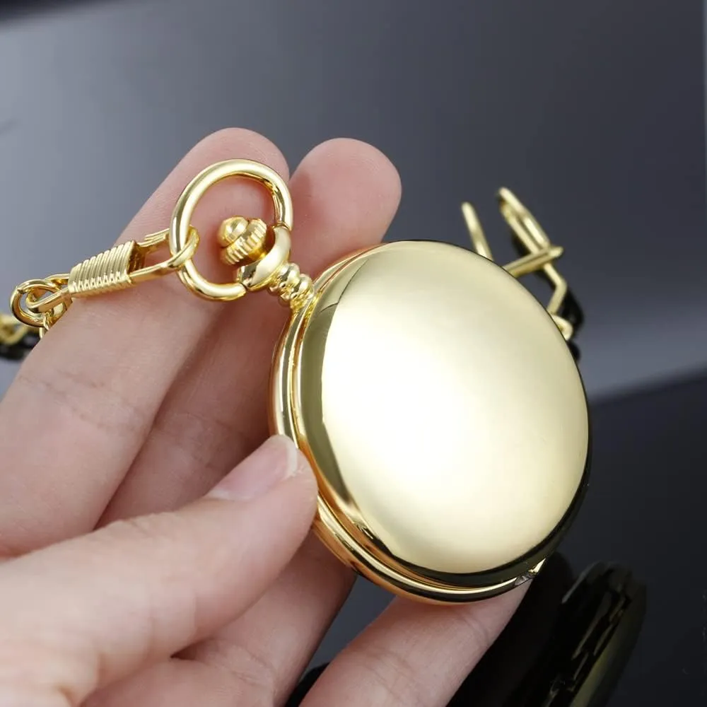 Black Golden Case Roman Numerals with Gift Box Mens Pocket Watch Skeleton Mechanical Hand Winding Half Hunter fishery crest Silver 