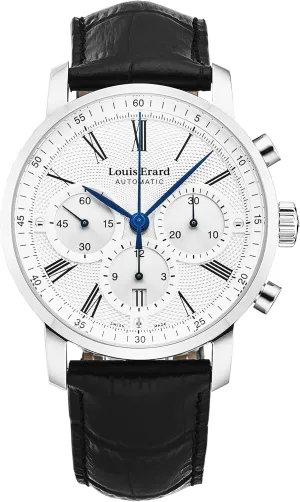 Black Leather Strap brusquely brochure Automatic Watch 71231AA31.BDC51 Men's 'Excellence' Chronograph Silver Dial 