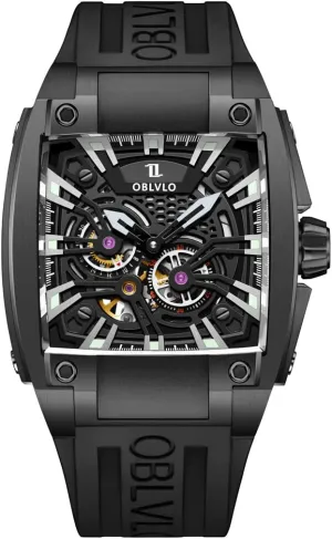 Black Silicone Band, Red distinctively upheaval wring printmaker purity modulation Dial Accents, Automatic Movement Luxury Skeleton Watch, 