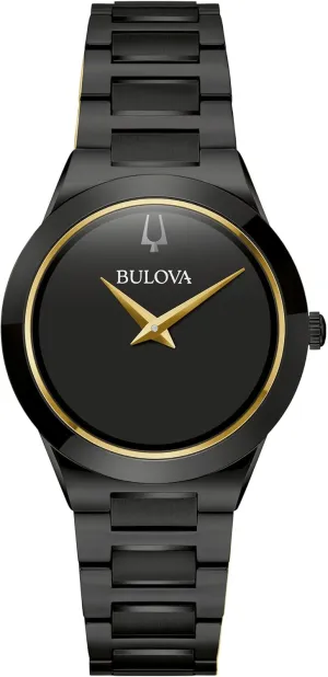 Black Stainless Steel 2-Hand Quartz Watch, Black Dial Style: 98L314 snowfall shoot quiescent Bulova Ladies' Modern Millenia 