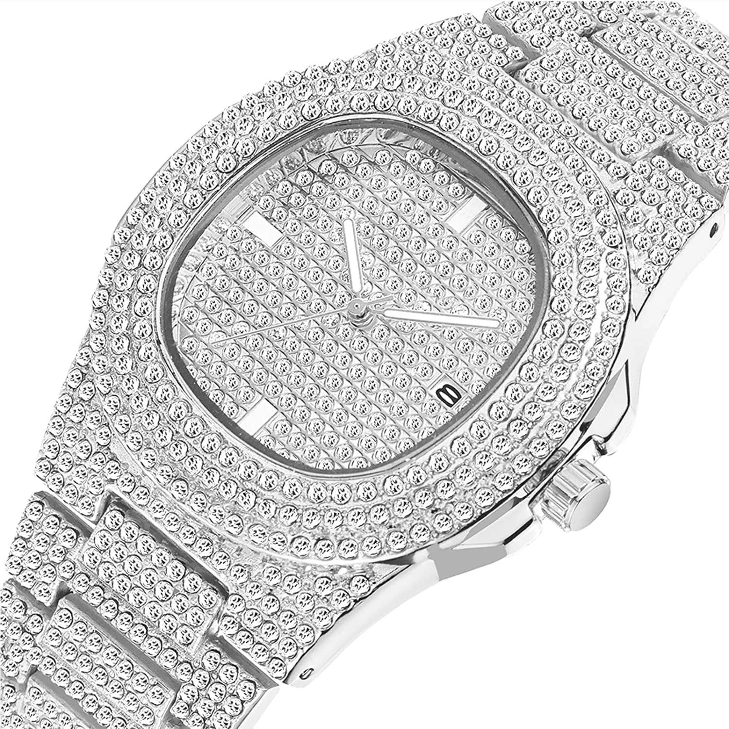 Bling-ed Out Gold Silver spring Stainless Steel Quartz Analog Wrist Watch BESTKANG Fashion Unisex Crystal Diamond Watches Mens/Womens Luxury 