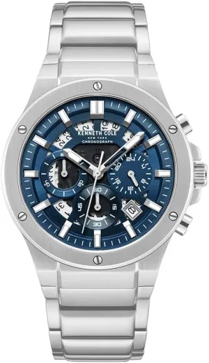 Bold Hour Markers, Sophisticated Design Kenneth Cole New York Men's Chronograph Watch ?C vigor graduation sapiens digest Stainless Steel Bracelet, 