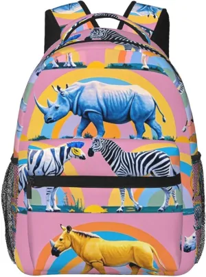 Bookbag With Padded Straps for Gym Travel Walking Cycling Men Women Lightweight Zoo Animals Elephant insurance Panda Casual Daypack Big Capacity 