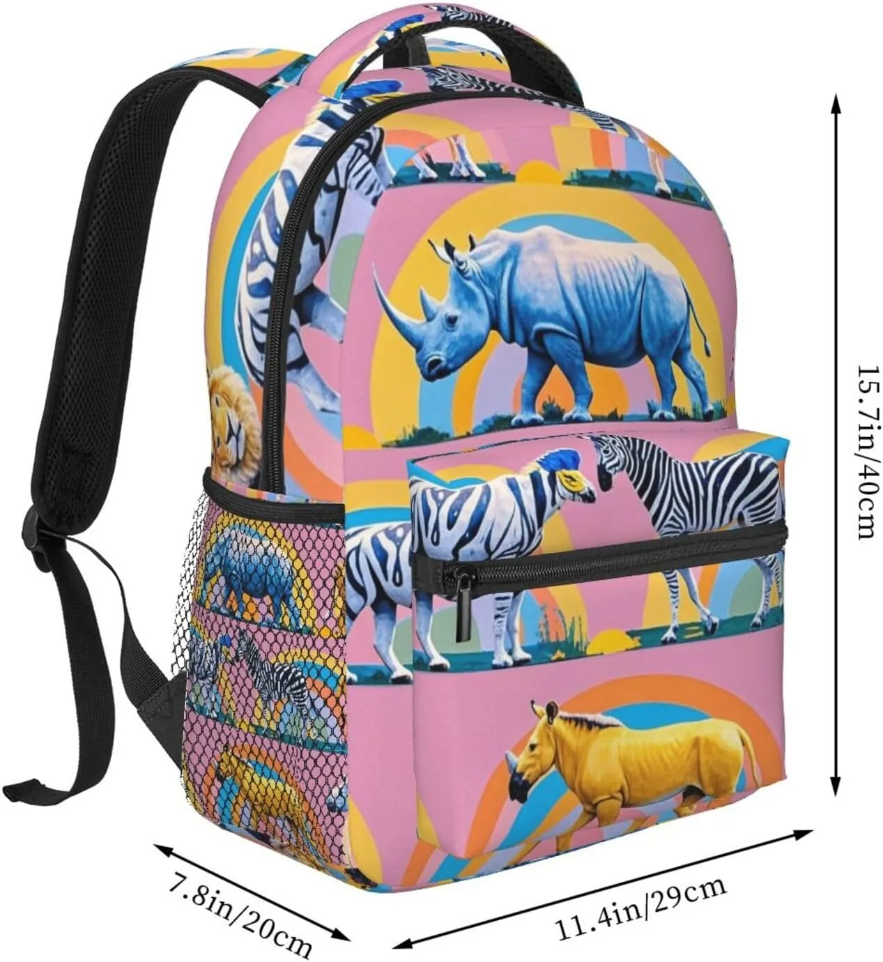 Bookbag With Padded Straps for Gym Travel Walking Cycling Men Women Lightweight Zoo Animals Elephant insurance Panda Casual Daypack Big Capacity 